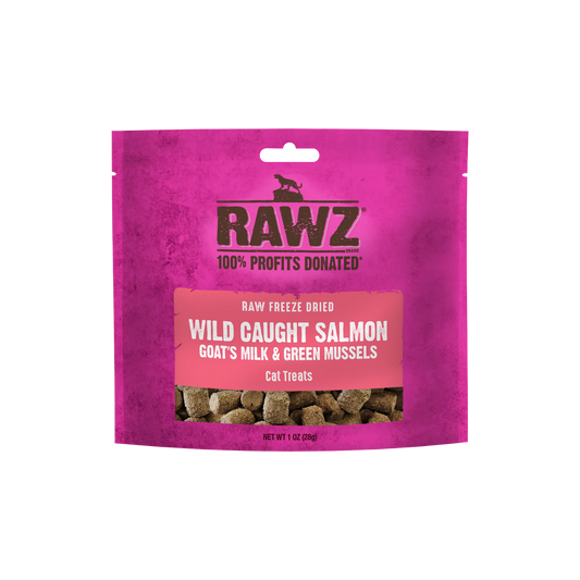 Rawz Freeze-Dried Wild Caught Salmon, Goat's Milk & Green Mussels Cat Treats, 1oz