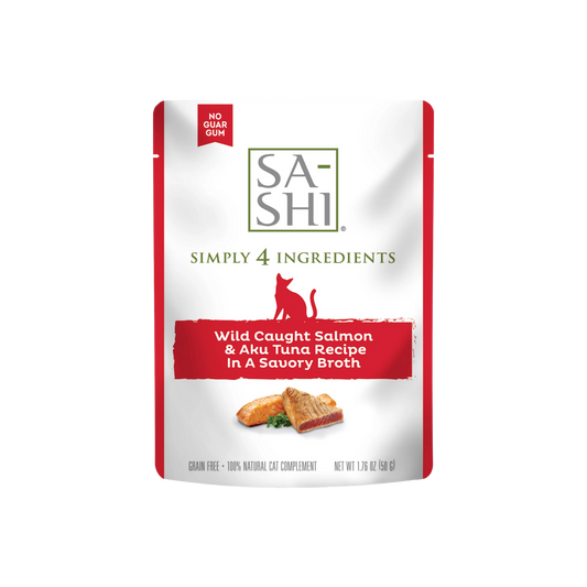 Rawz Sa-Shi Wild Caught Salmon & Aku Tuna Cat Food Recipe in Savory Broth
