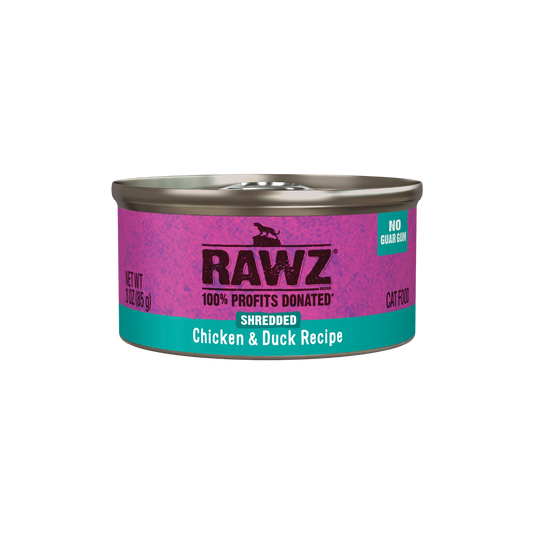 Rawz Shredded Chicken & Duck Wet Cat Food, 3oz