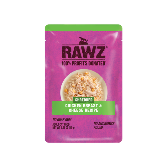 Rawz Shredded Pouch Chicken Breast & Cheese Wet Cat Food, 2.46oz