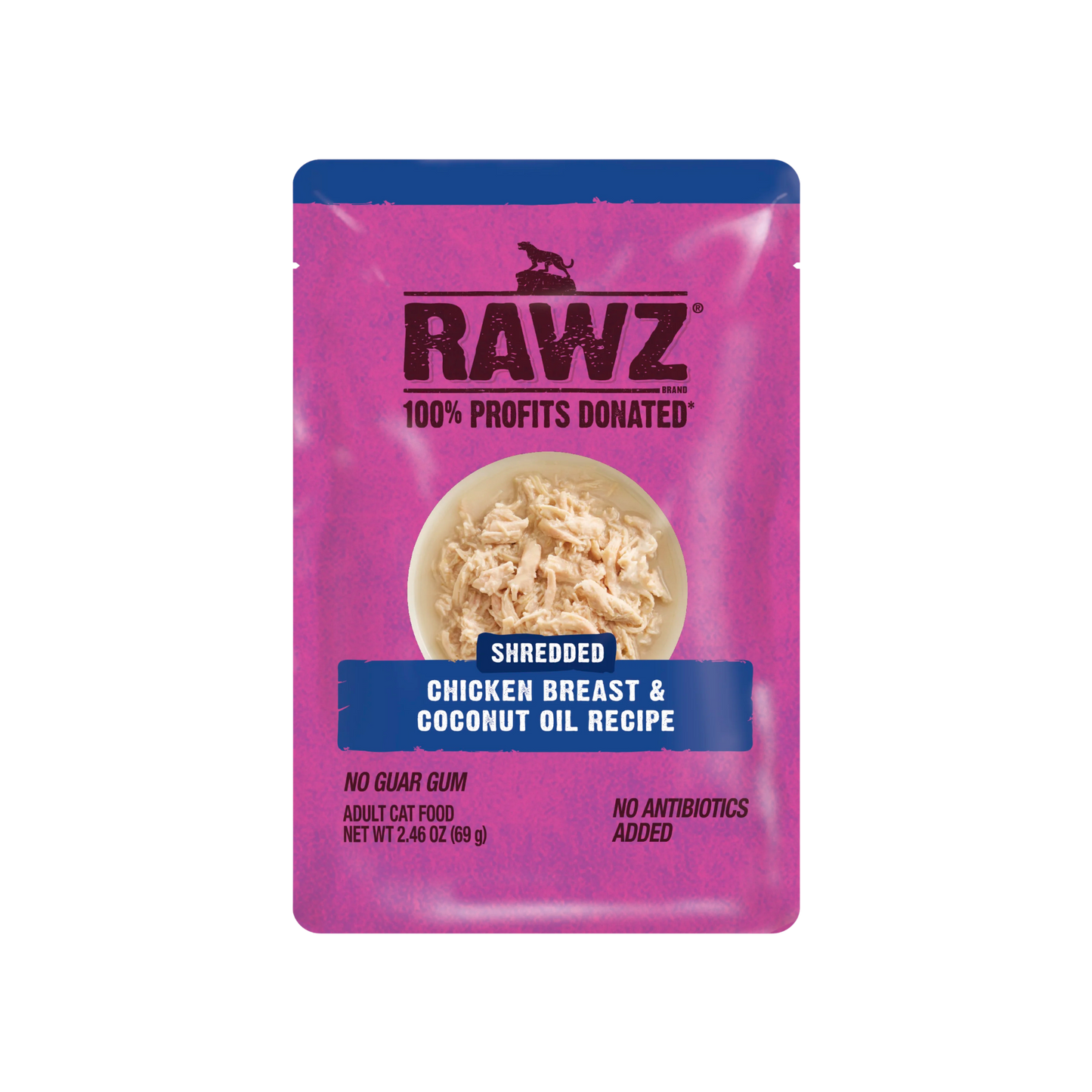 Rawz Shredded Pouch Chicken Breast & Coconut Oil Wet Cat Food, 2.46oz