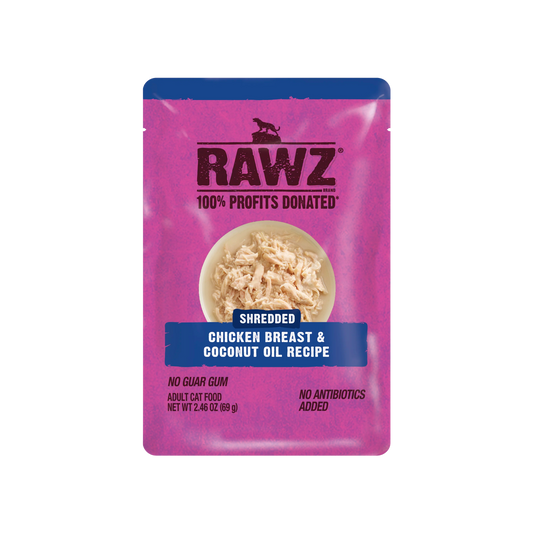 Rawz Shredded Pouch Chicken Breast & Coconut Oil Wet Cat Food, 2.46oz
