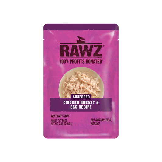 Rawz Shredded Pouch Chicken Breast & Egg Wet Cat Food, 2.46oz