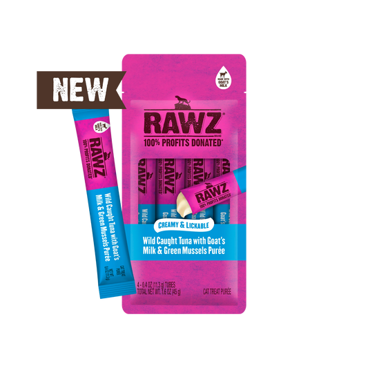 Rawz Wild Caught Tuna with Goat's Milk & Green Mussels Lickable Treat for Cats, 4pck