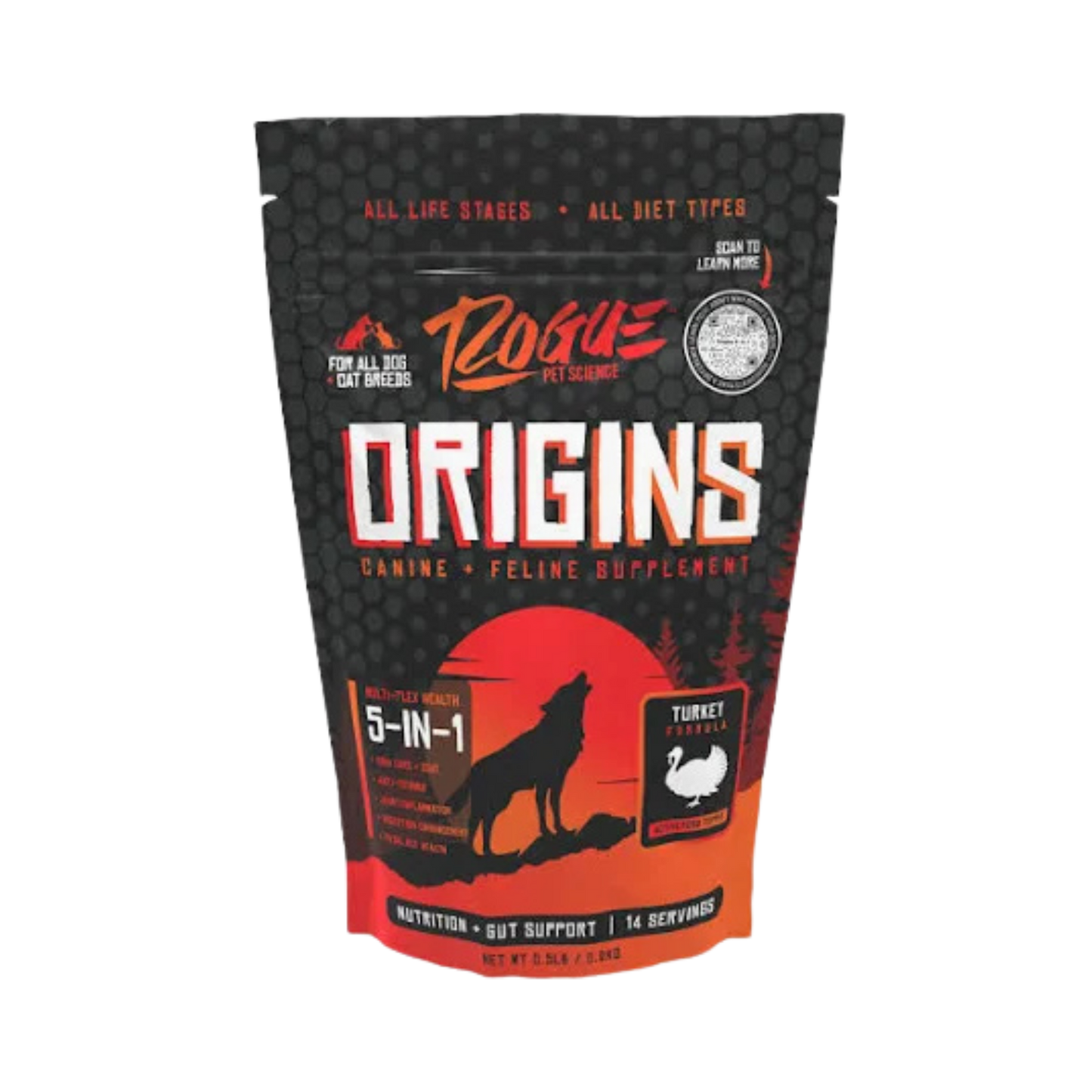 Rogue Pet Science Origins 5-in-1 Turkey Dog Supplement Powder Food Topper