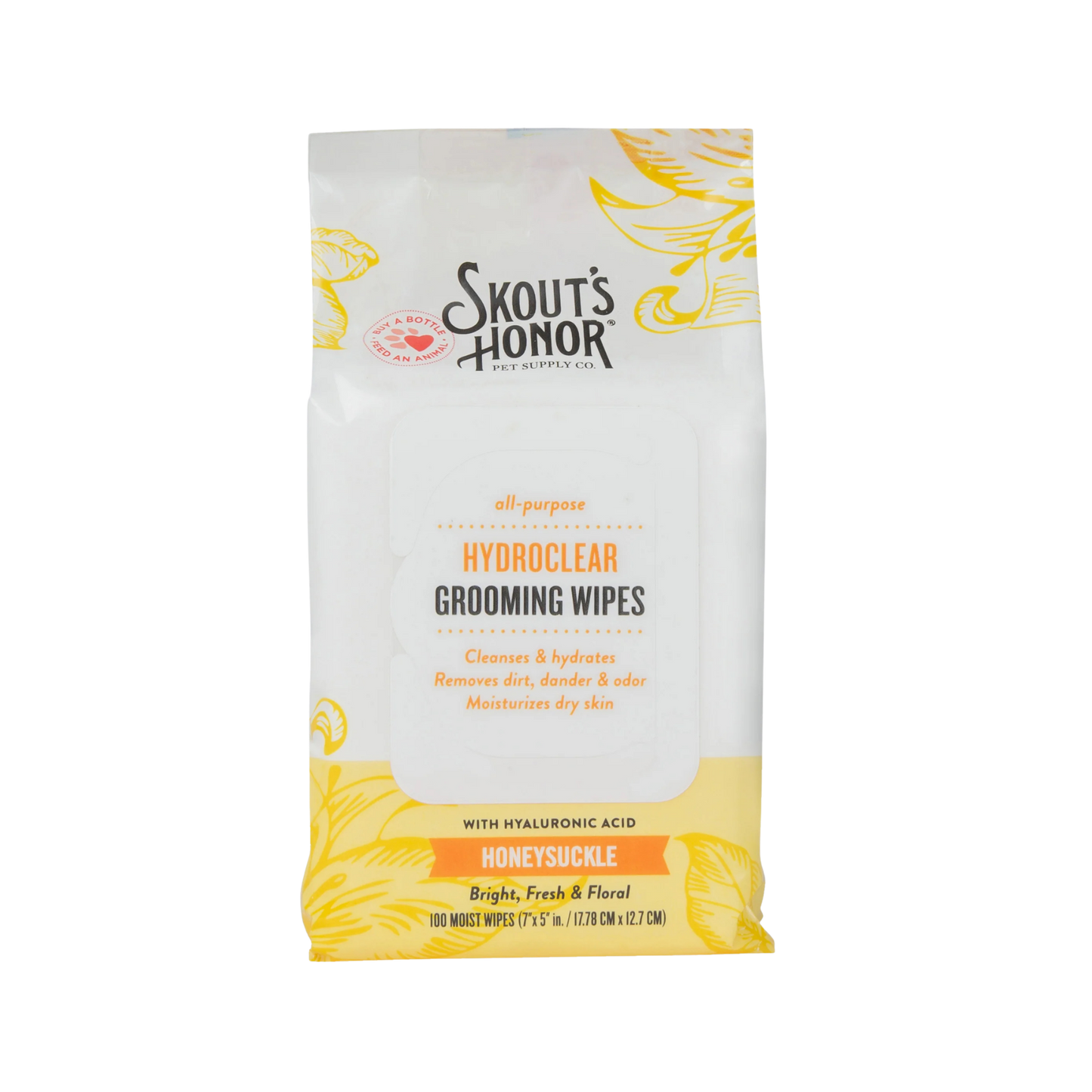 Skout's Honor HydroClear Grooming Wipes Honeysuckle, 100 Wipes