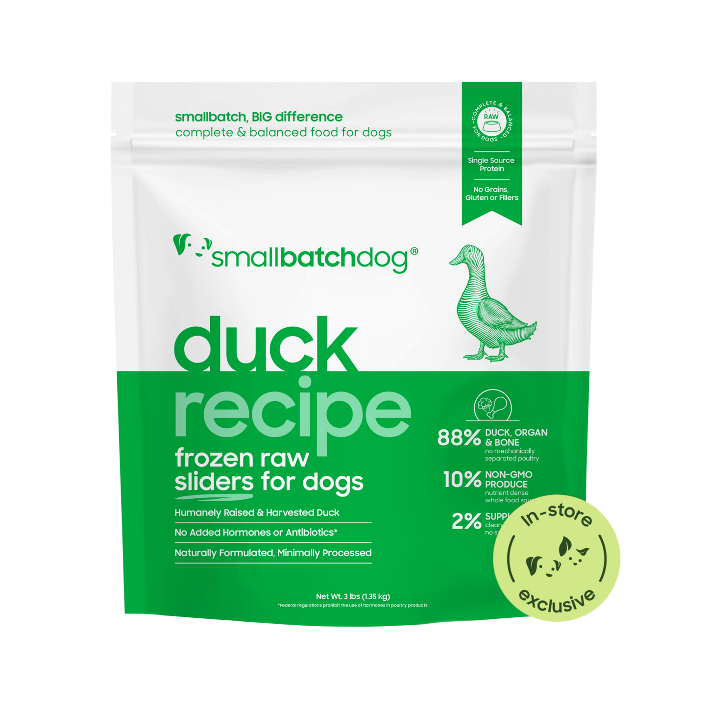 Smallbatch Frozen Raw Duck Sliders for Dogs
