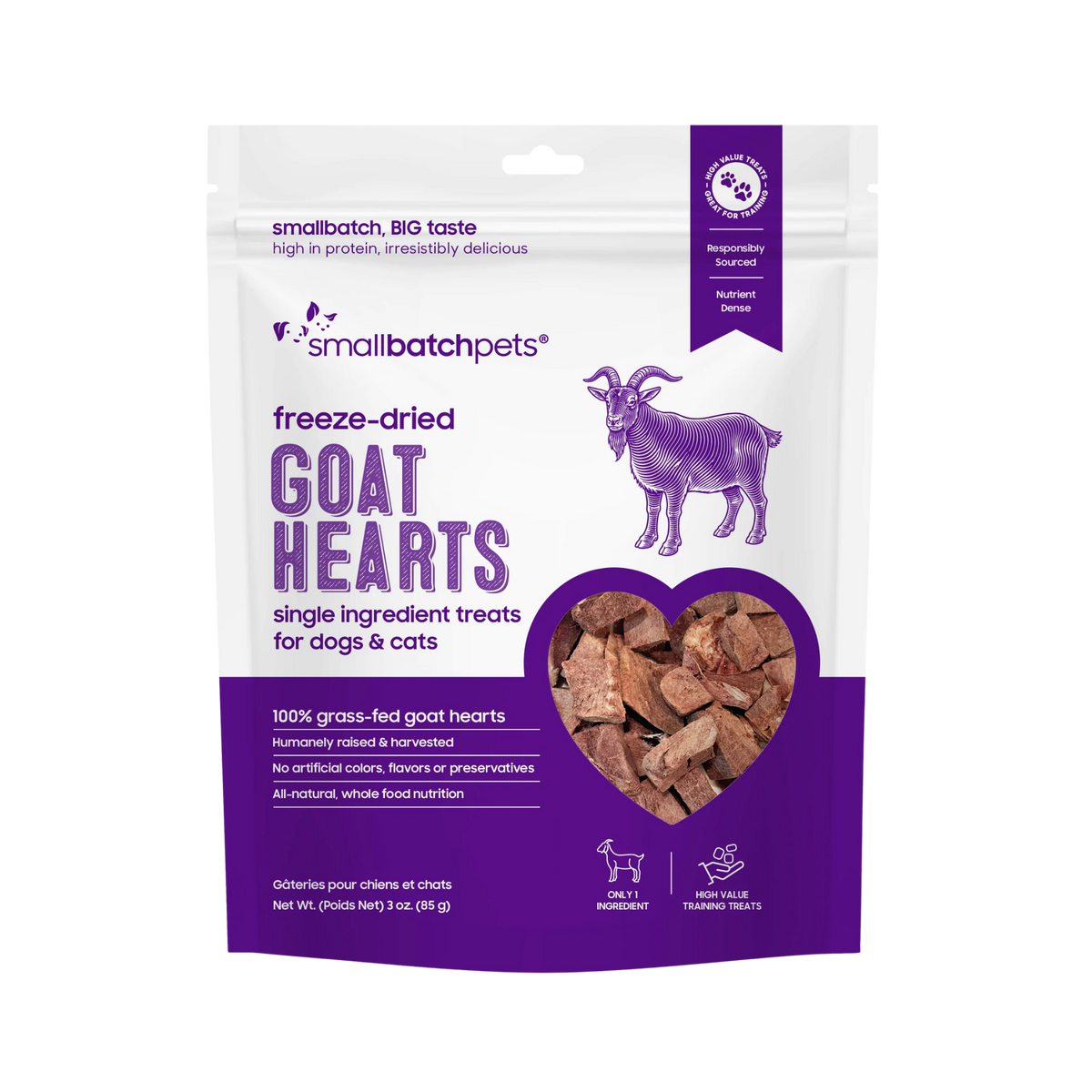 Smallbatch Freeze-Dried Goat Hearts, 3oz