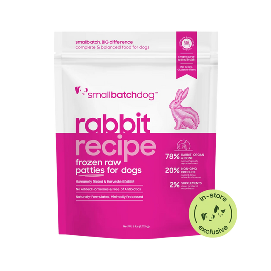 Smallbatch Frozen Raw Rabbit Patties for Dogs, 6lb