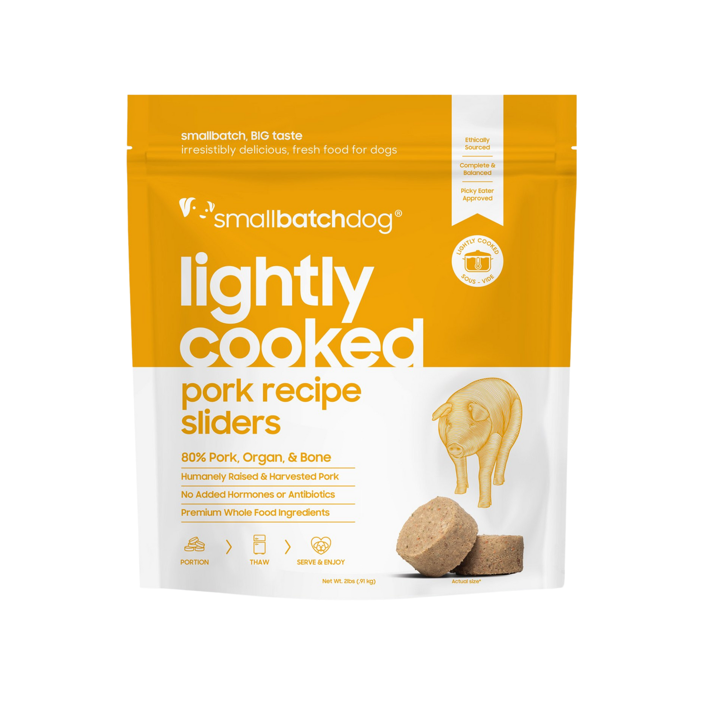 Smallbatch Lightly Cooked Pork Recipe Sliders for Dogs