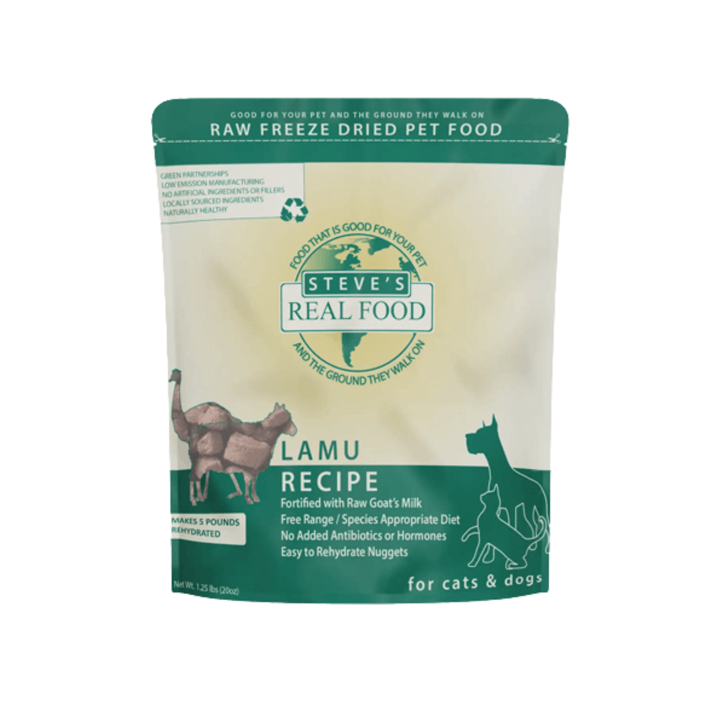Steve's Real Food Freeze-Dried Lamu Recipe Nuggets for Dogs & Cats