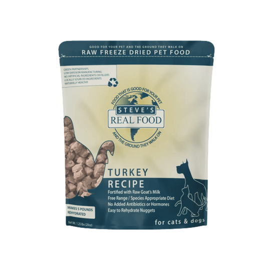 Steve's Real Food Freeze-Dried Turkey Recipe Nuggets for Dogs & Cats