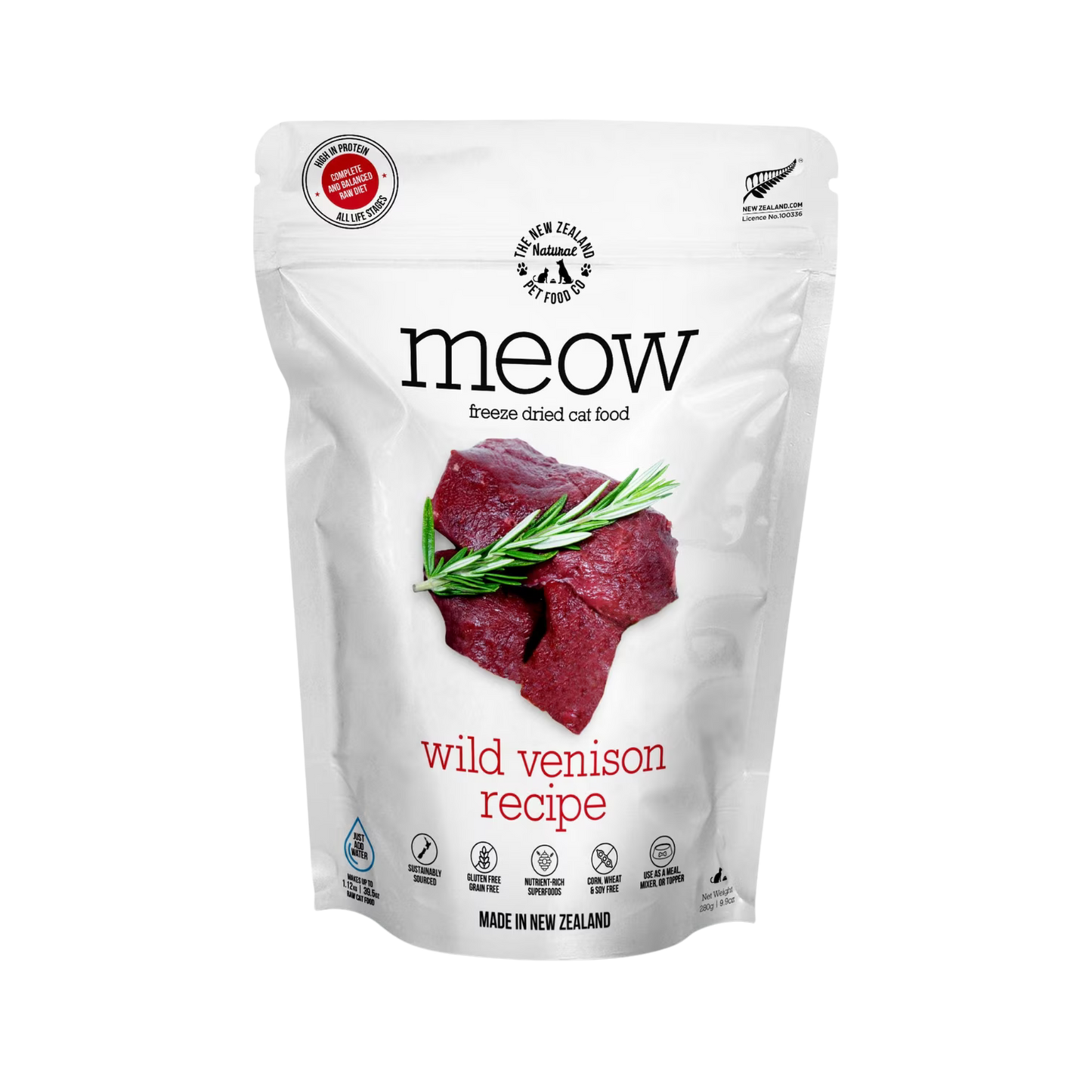 The New Zealand Natural Pet Food Co. Meow Freeze-Dried Raw Wild Venison for Cats
