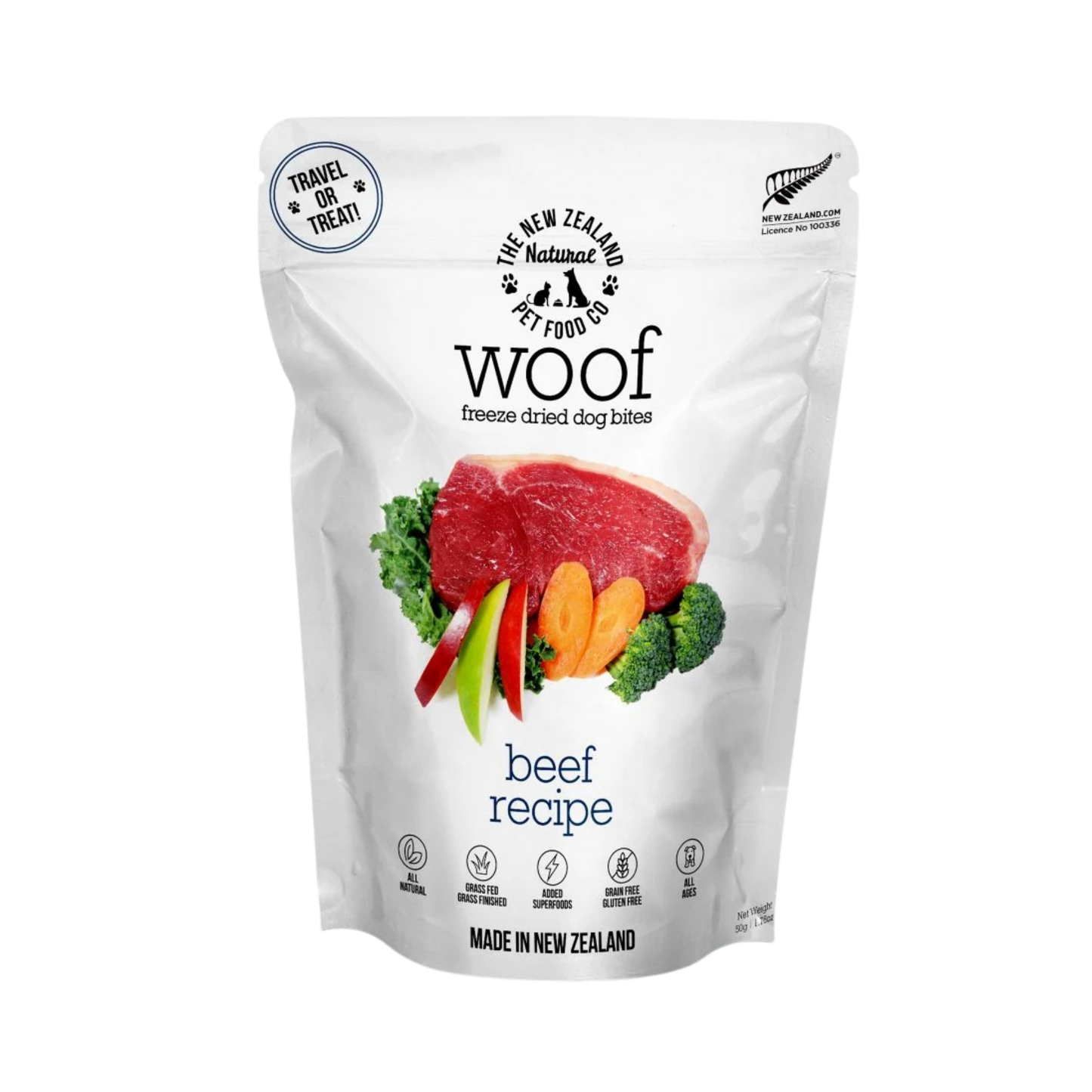 The New Zealand Natural Pet Food Co. Woof Freeze-Dried Beef Recipe for Dogs