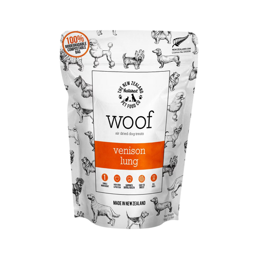 The New Zealand Natural Pet Food Co. Woof Venison Lung Air-Dried Dog Treats