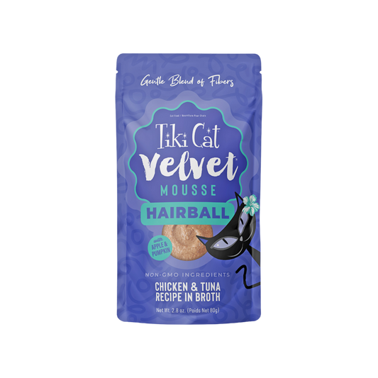 Tiki Cat Chicken & Tuna Recipe in Broth Velvet Mousee Hairball