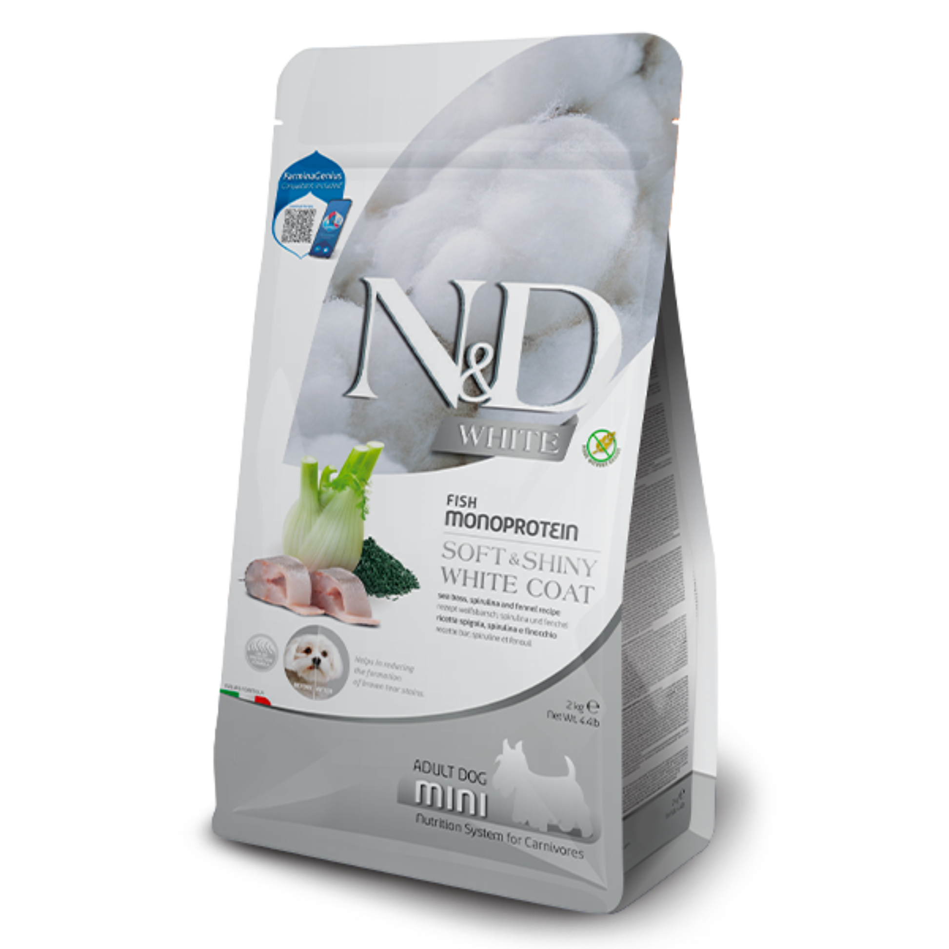 Farmina N&D White Coat Sea bass, Kelp and Fennel recipe Dry Dog Food - Pups & Cubs Premium Pet Food