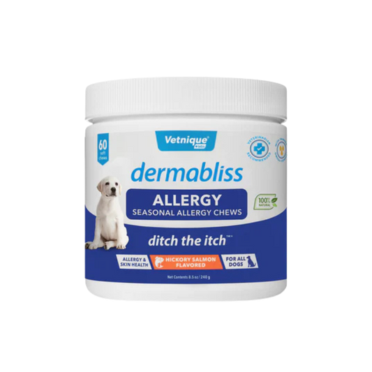 Vetnique Dermabliss Seasonal Allergy & Immune Hickery Salmon Flavored Soft Chews for Dogs