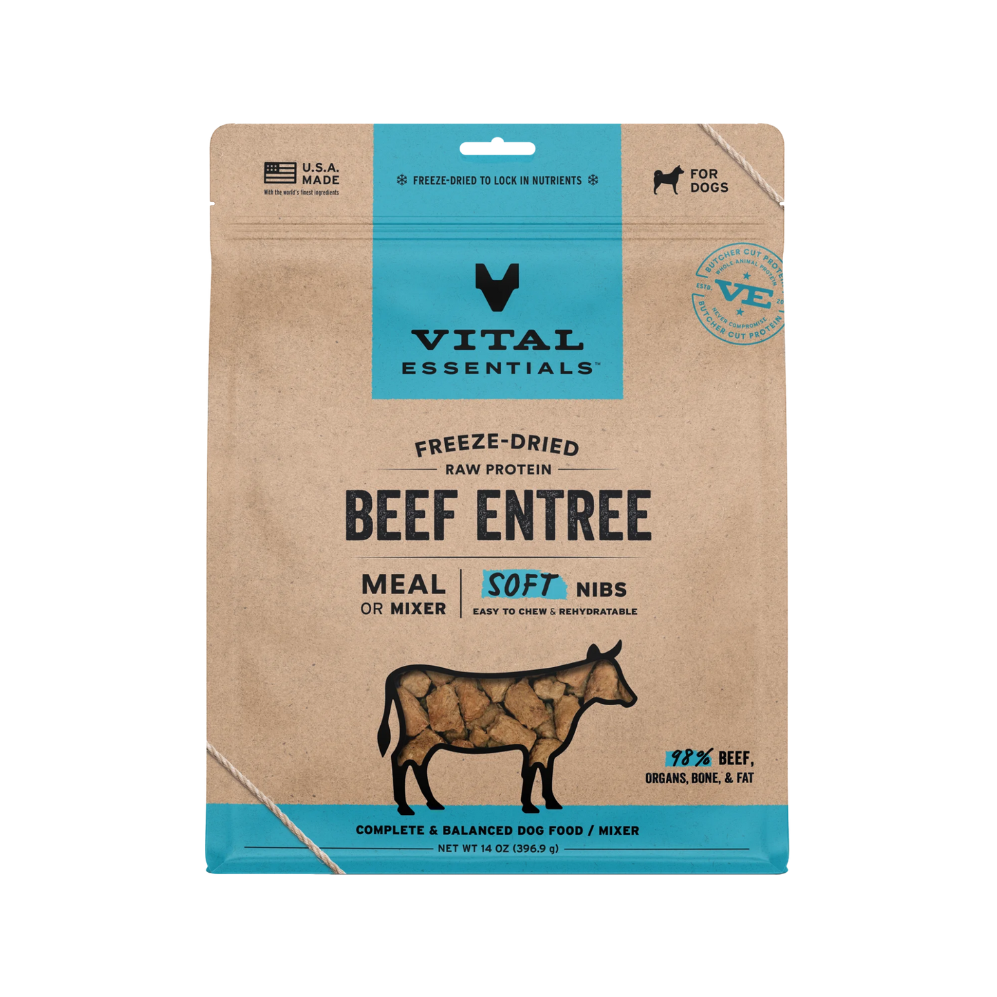 Vital Essentials Freeze-Dried Raw Beef Entree Soft Nibs Meal or Mixer for Dogs