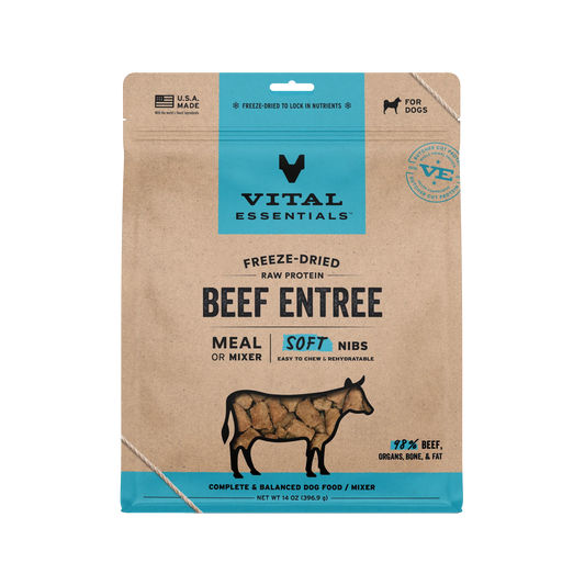 Vital Essentials Freeze-Dried Raw Beef Entree Soft Nibs Meal or Mixer for Dogs