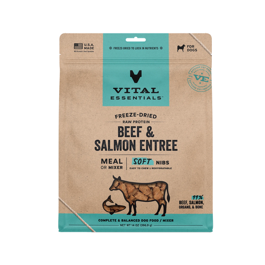 Vital Essentials Freeze-Dried Raw Beef & Salmon Entree Soft Nibs Meal or Mixer for Dogs