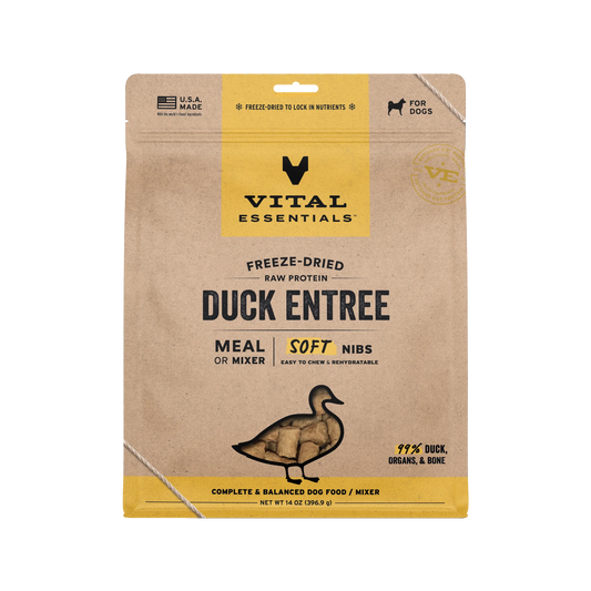 Vital Essentials Freeze-Dried Raw Duck Entree Soft Nibs Meal or Mixer for Dogs
