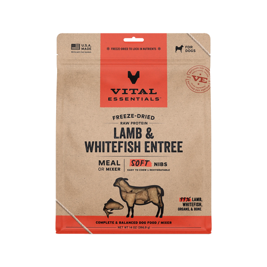 Vital Essentials Freeze-Dried Raw Lamb & Whitefish Entree Soft Nibs Meal or Mixer for Dogs