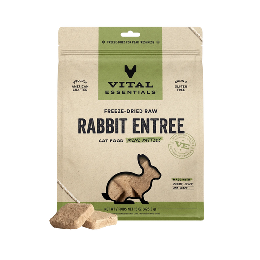 Vital Essentials Freeze-Dried Raw Protein Rabbit Cat Food Mini Patties