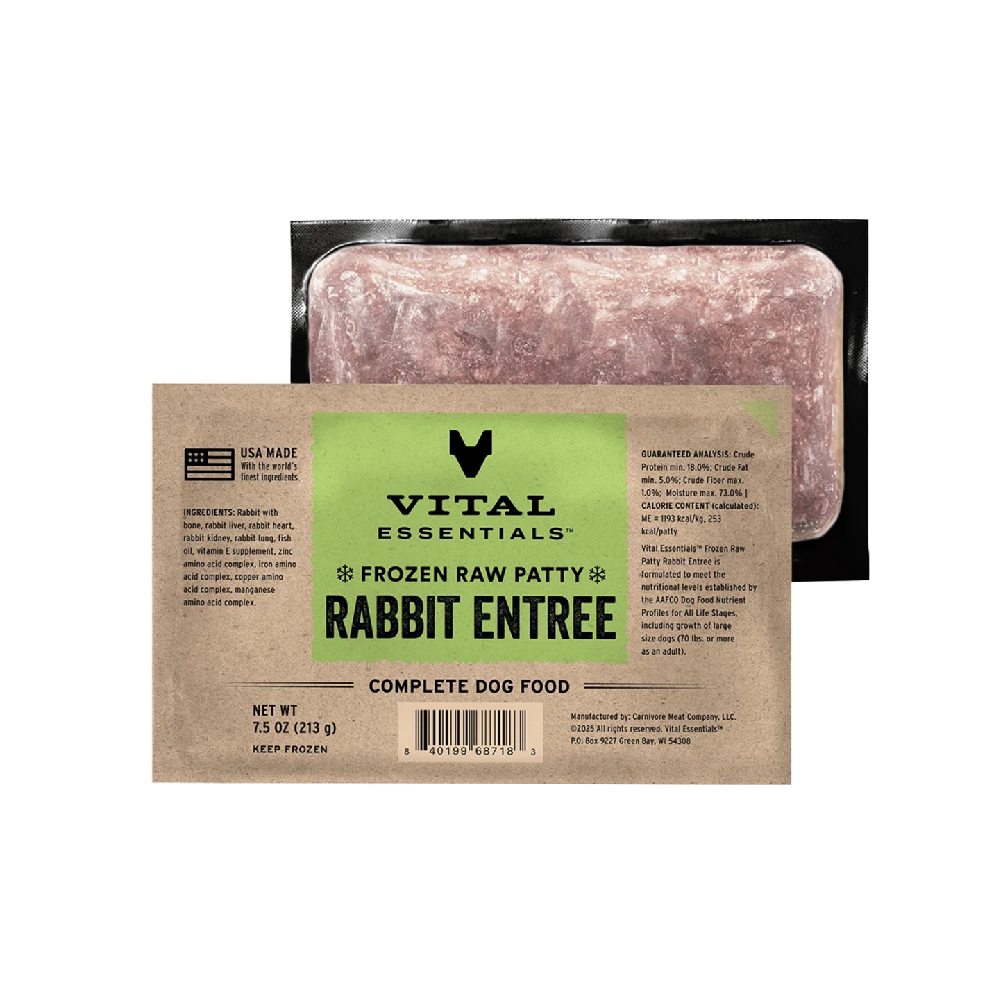 Vital Essentials Frozen Raw Rabbit Entree Patty