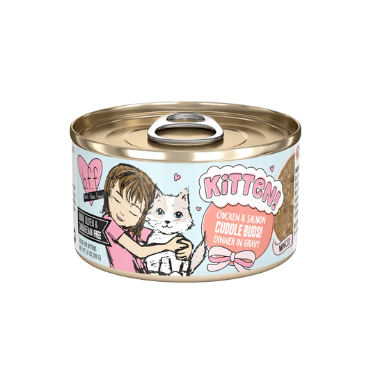 Weruva BFF Kitten Chicken & Salmon Cuddle Buds! Chicken & Salmon Dinner in Gravy Wet Cat Food