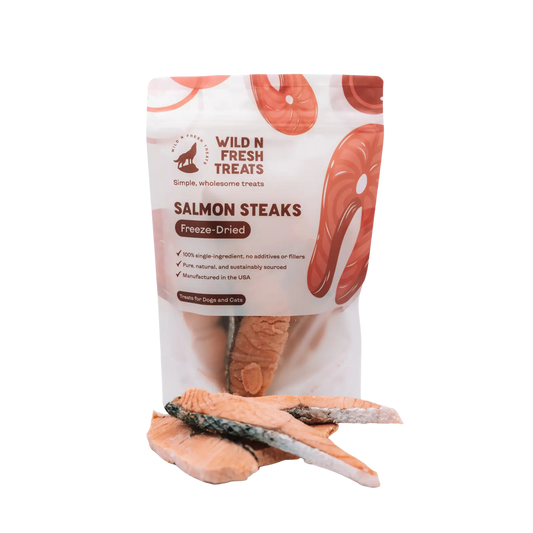 Wild N Fresh Treats Salmon Steaks Freeze-Dried for Dogs & Cats