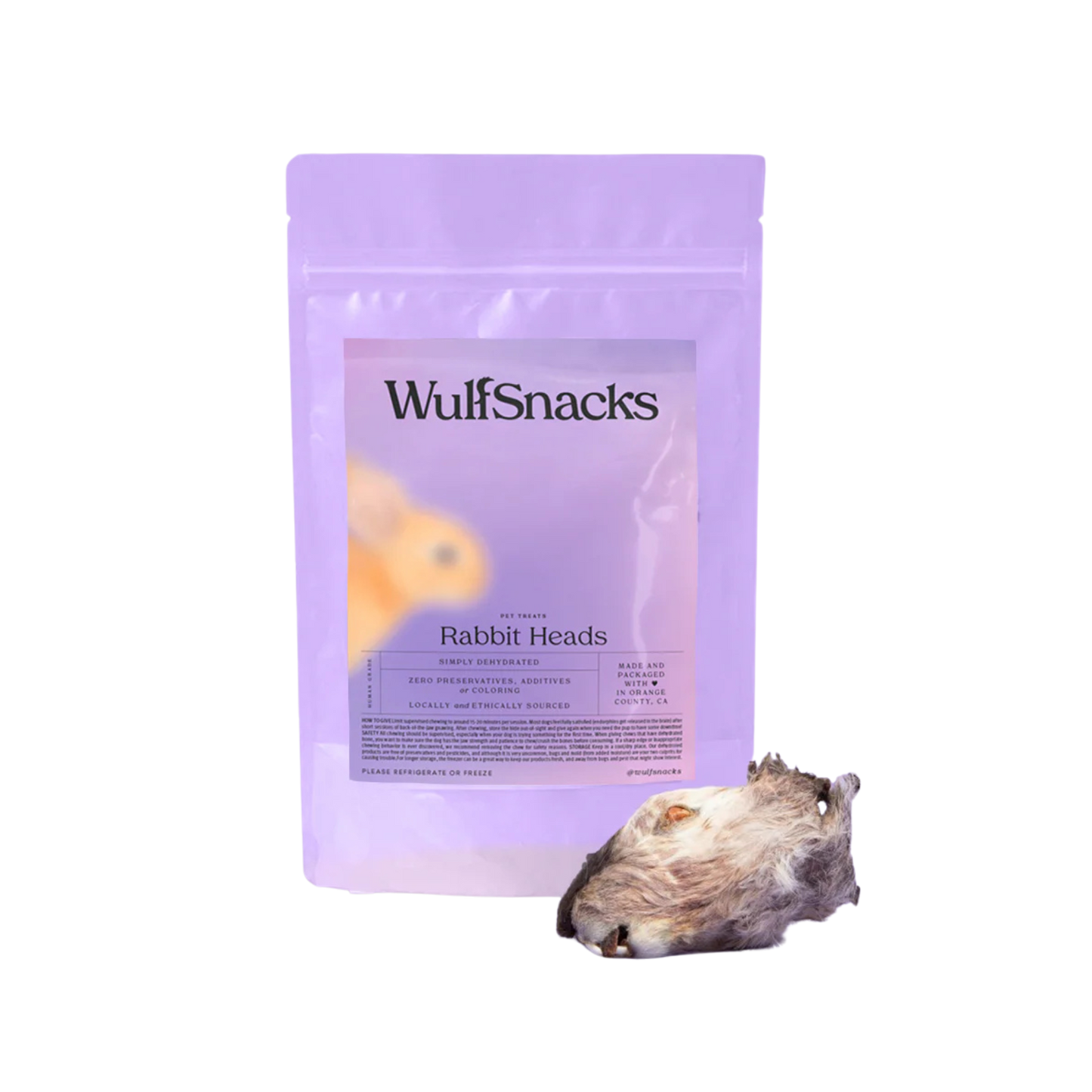 WulfSnacks Dehydrated Rabbit Heads
