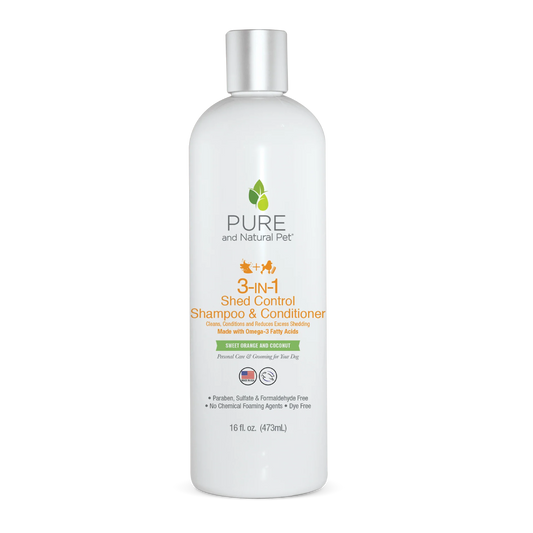 Pure & Natural 3-in-1 Shed Control Shampoo & Conditioner: Orange & Coconut - Pups & Cubs Premium Pet Food