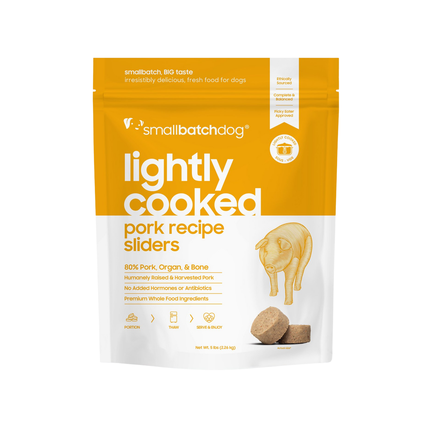 Smallbatch Lightly Cooked Pork Recipe Sliders for Dogs, 5lb